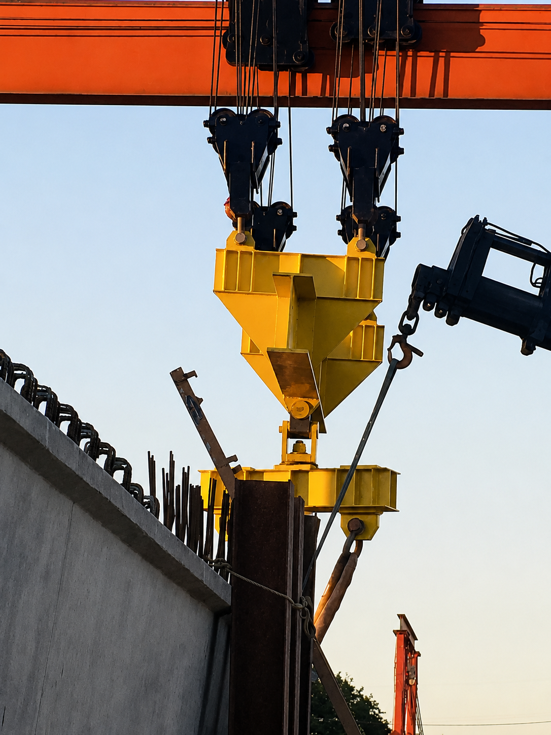 Ponte rolante Lupa Industrial movimentando viga metálica